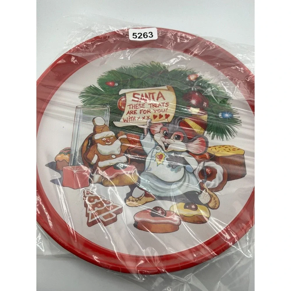 Vintage 90's Metal‎ Christmas Serving Tray by Giftco / Tin Round Cookie